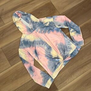 Twist Front Tie Dye Hooded Sweatshirt